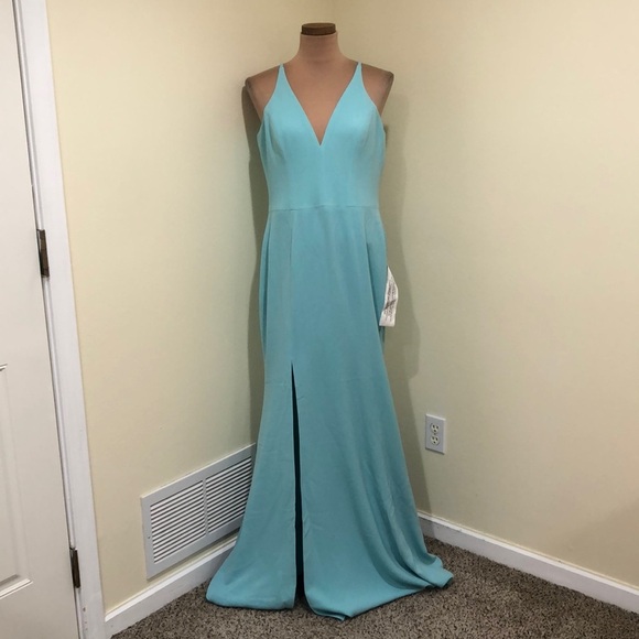 NWT Dress The Population Iris Formal Maxi Dress Size Large Tranquil Blue Aqua - Picture 2 of 9